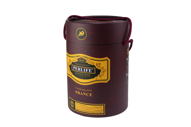 Chateau wine cylinder round bottle packaging box